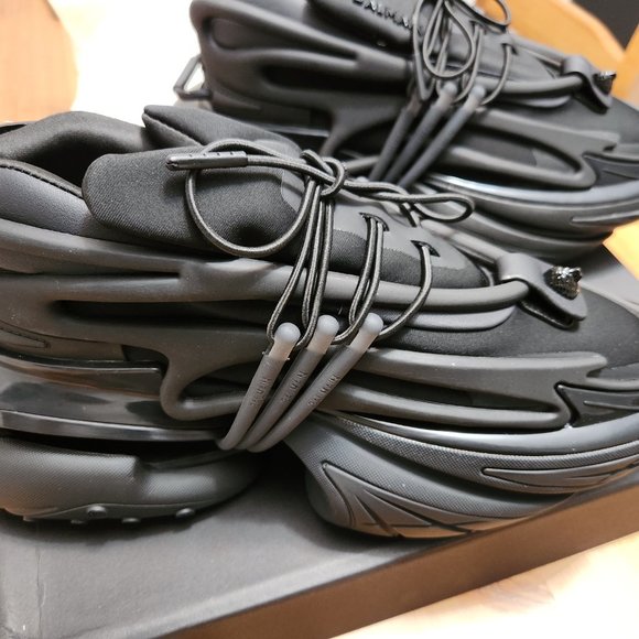 BALMAIN PARIS   Unicorn Neoprene And Leather Sneakers !   COLOR : BLACK - Picture 10 of 11